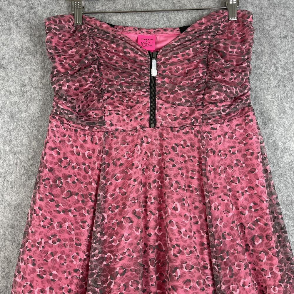 Torrid Betsey Johnson Skater Dress Womens 12‎ Black Pink Mesh Tulle Leopard NEW - Picture 2 of 16